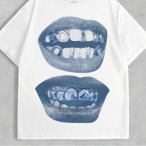 White and blue t shirt
